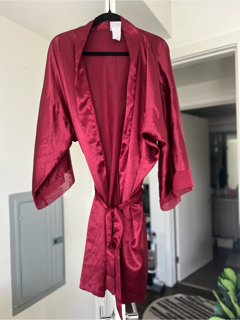 Delicates Satin Slip Robe Red Size X-Large